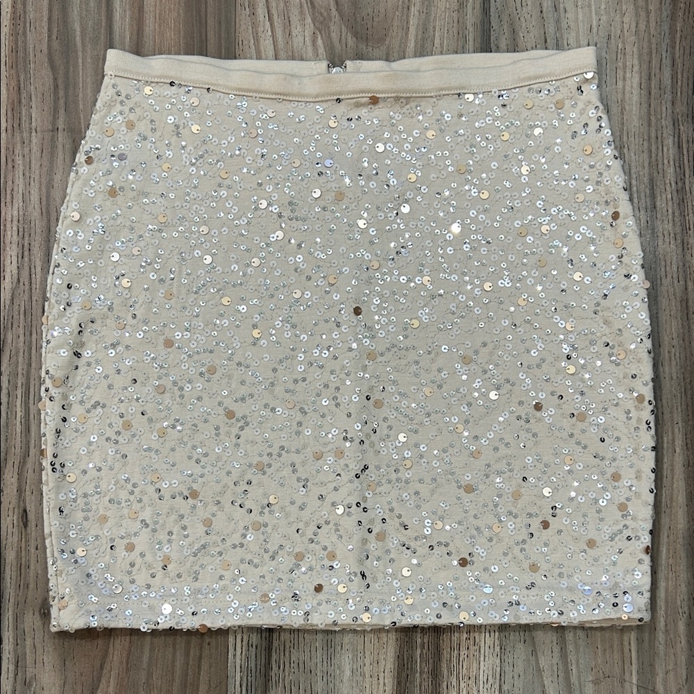 H&M Sequin Mini Skirt in Cream
